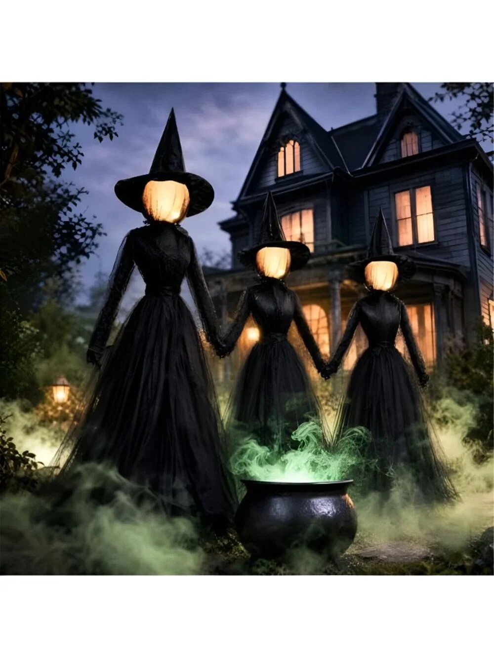 Halloween Witch Decorations Outdoor, 6 FT Set of 3 Holding Hands Witches Stakes